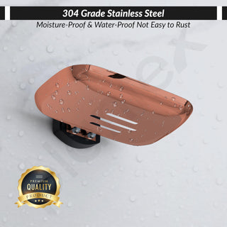 Plantex 304 Grade Stainless Steel soap Dish for Bathroom/Soap Stand for Bathroom/Soap Dish/Bathroom Accessories - Parv (Rose Gold & Black)