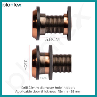 Plantex Eye Hole for Main Door/Door Eye/Door Lens for Main Door/Door Eye Viewer with 200 Degree Wide View for Peephole - Pack of 2 (Rose Gold)