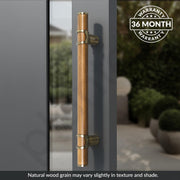 Plantex 12 Inch Main Door Handle/Stainless Steel & Wooden Door Handle/Pull-Push Handle for Door/Office & Hotel - Pack of 1 (DTMD-428, Brass Antique & Wood)