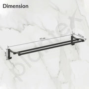 Plantex Stainless Steel Towel Hanger for Bathroom/Dual Towel Rod/Bar/Bathroom Accessories(24 Inch-Black-1007)