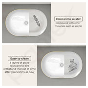 Plantex Table Top Wash Basin For Bathroom/Designer Ceramic Basin/Countertop Vessel Sink Basin - Indo-European Collection (White - 20x13x6 inches)