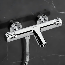 Plantex 2in1 Wall Mixer/Pure Brass Hot & Cold Water Tap with Hand Shower - Pack of 1 (Chrome)