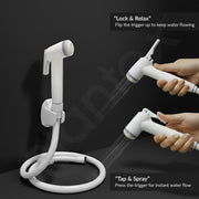 Plantex Jet Spray for Toilet/ABS Health Faucet with 1 Meter Shower Hose Pipe and Wall Hook/Health Faucet Set for Bathroom/Hand Gun for Toilet - (Jecquar, White)