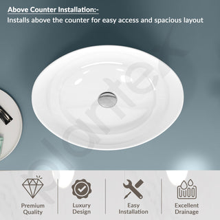 Plantex Ceramic Basin/Wash Basin for Bathroom/Tabletop Wash Basin/Bathroom Basin (Cadiz, White)