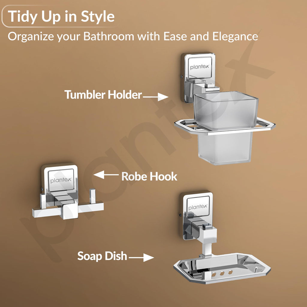 Plantex 304 Grade Stainless Steel Bathroom Accessories Set of 5 - Towel ...
