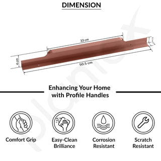 Plantex Profile Handle for Kitchen Cabinet/20 Inch Alluminium Drawer Profile Handle/Wardrobe Pull Handle for Home/Office/Hotel - Pack of 3 (Rose Gold)