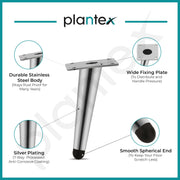 Plantex Heavy Duty Round 6 inch Spare Sofa Legs for Bed Furniture/Sofa Legs for Furniture Fitting/Table Legs/Sofa Leg Set of 2 pcs (Chrome Finish)