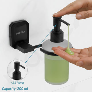 Plantex 304 Grade Stainless Steel Handwash Holder for Wash Basin Liquid Soap Dispenser/Bathroom Accessories - Cute (Black)