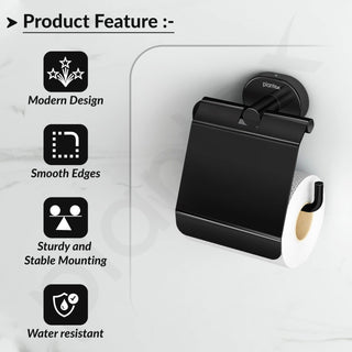 Plantex J4 Stainless Steel Toilet Paper Holder for Bathroom/Tissue Holder for Washroom/Toilet roll Holder for Wall Mounted/Bathroom Accessories (PVD Black Finish) Onix