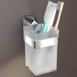 Plantex Tumbler Holder for Bathroom/Pure Brass Toothbrush Holder/Toothpaste/Razor Holder/Bathroom Accessories - Pack of 1 (APS-ASC-03, Chrome)