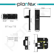 Plantex Heavy Duty Door Lock ÃƒÂ¢Ã¢â€šÂ¬Ã¢â‚¬Å“ Bathroom Door Lock/Mortise 8inch Keyless Plate Handle Set for Home/Bathroom/Store Room/Balcony/Office with Baby Latch (8060, Z-Black)