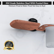 Plantex 304 Grade Stainless Steel 2in1 Soap Dish with Tumbler Holder/Soap Stand/Tooth Brush Holder/Bathroom Accessories - (Parv-Rose Gold & Black)