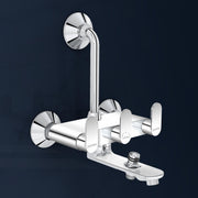 Plantex Pure Brass Wall Mixer for Bathroom 3 in 1 with L-Bend Provision for Overhead and Hand Shower with Water Saving Nozzle/ 7 Year Warranty by Plantex (ORN-219- Mirror-Chrome)