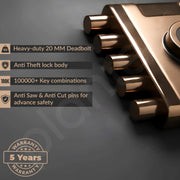 Plantex Stainless Steel Deadbolt Lock/Pentabolt Main Door Lock/5-Point Security Door Lock Set with Anti theft Mechanism -  5 Years of Warranty (PVD Rose Gold)