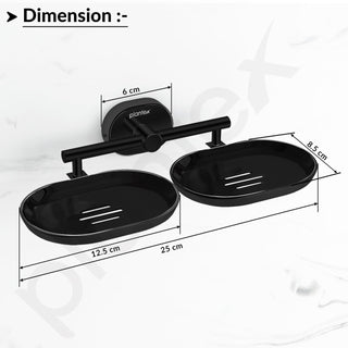 Plantex J4 Stainless Steel Double Soap Dish for Bathroom/Soap Holder for Bathroom/Wall Mounted Soap Holder/Bathroom Accessories (PVD Black Finish) Onix