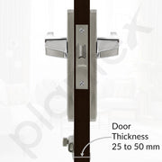 Plantex Heavy Duty Bathroom Door Lock - Mortise 8 Inch Keyless Plate Handle Set for Home/Bathroom/Store Room/Balcony/Office with Baby Latch (8133-Satin Steel & Chrome)