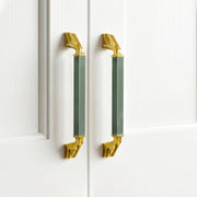 Plantex Aluminium Cabinet Handle/160mm Wardrobe Handle for Home/Cupboard Door Pull-Push Handles for Office - Pack of 2 (Green & Gold)
