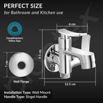 Plantex Pure Brass 2 in 1 Tap for Washing Machine/2-Way Bib Cock for Bathroom with Brass Wall Flange & Teflon Tape (Star, Chrome)