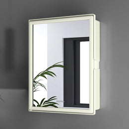 Plantex Bathroom Cabinet with Mirror/ABS Bathroom Storage Organiser/Multipurpose Bathroom Shelf/Wall Mount Mirror Cabinet for Wash Basin (14x18 Inch, Ivory)