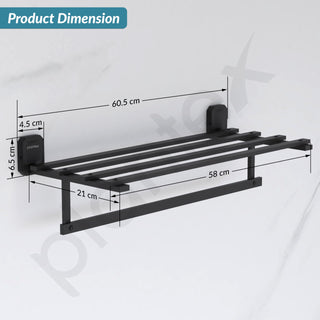 Plantex 304 Grade Stainless Steel 24 inch Towel Rack for Bathroom/Towel Stand/Hanger/Towel Bar for Bathroom Accessories - Cute (Black)