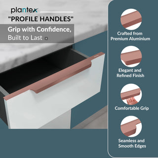 Plantex Profile Handle for Kitchen Cabinet/18 Inch Alluminium Drawer Profile Handle/Wardrobe Pull Handle for Home/Office/Hotel - Pack of 3 (Rose Gold)