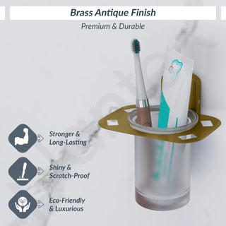 Plantex 304 Grade Stainless Steel Tumbler Holder/Tooth Brush Holder for Bathroom/Bathroom Accessories - Parv (Brass Antique)