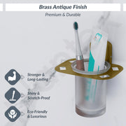 Plantex 304 Grade Stainless Steel Tumbler Holder/Tooth Brush Holder for Bathroom/Bathroom Accessories - Parv (Brass Antique)