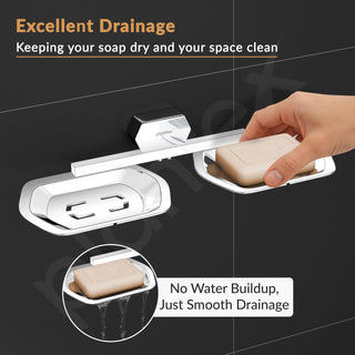 Plantex Double Soap Dish for Bathroom/304 Grade Stainless Steel Soap Holder/Dual Soap Stand/Bathroom Accessories - Pack of 1 (Delta - 2807, Chrome)