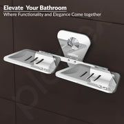 Plantex Stainless Steel Chrome Finish Double Soap Dish Stand for Bathroom/wall mounted soap holder - Bathroom Accessories