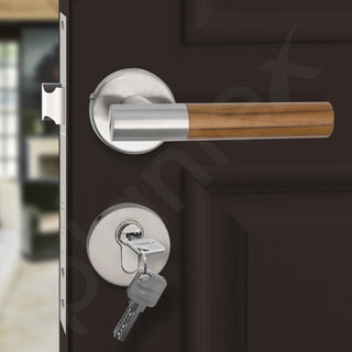 Plantex Main Door Lock/Mortise Lock for Door with 3 Years of Warranty - Robust Door Lock for Home with Brass Lock Body & Cylinder (038-Matt & Wood Finish)