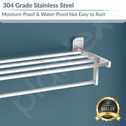 Plantex 304 Grade Stainless Steel 24 Inch Towel Rack for Bathroom/Towel Stand/Towel Hanger/Bathroom Accessories - Iris (Chrome)