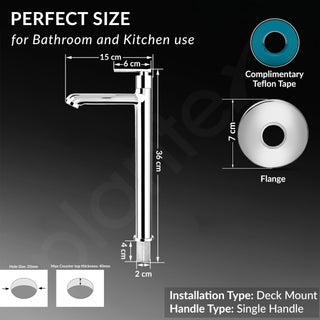 Plantex Pure Brass High Neck Pillar Cocke for Basin with Teflon Tape/Tap for Wash Basin with 7 Year Warranty - (3521, Chrome)