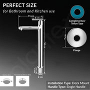 Plantex Pure Brass High Neck Pillar Cocke for Basin with Teflon Tape/Tap for Wash Basin with 7 Year Warranty - (3521, Chrome)