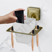 Plantex 304 Grade Stainless Steel Toothbrush Holder/Stand/Toothpaste Stand/Tumbler Holder for Bathroom - Decan (Brass Antique)