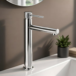 Plantex Wash Basin Mixer Tap/Pure Brass Tap Handle and 304 Grade Stainless Steel Body/Hot & Cold Basin Mixer/Pillar Spout for Wash Basin/Deck Mount - (8013-2, Chrome)