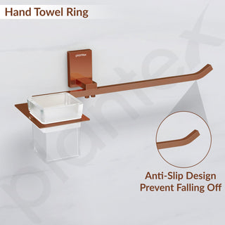 Plantex 304 Grade Stainless Steel Towel Ring with Tumbler Holder/Wash Basin Towel Hanger/Toothbrush HolderBathroom Accessories (Crystal - PVD Rose Gold)