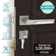 Plantex Triple Security Door Lock for Home/Main Door Lock Set with 3 Years of Warranty/Mortise Lock for Door with Brass Lock Body & Cylinder(7082 - Satin White & Chrome)