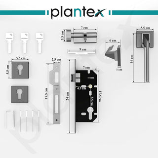 Plantex Triple Security Door Lock for Home/Main Door Lock Set with 3 Years of Warranty/Mortise Lock for Door with Brass Lock Body & Cylinder(Satin Black & Matt Finish)