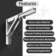 Plantex Heavy Duty 12 Inch Foldable Shelf Bracket/Stainless Steel Multipurpose Bracket/L Bracket/Space Saving Wall Bracket for Shelf/Folding Table Bracket for Home & Office (Pack of 2, Chrome)