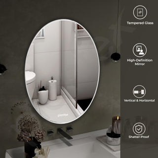 Plantex Unframed Unframed Oval Mirror for Wall/Mirror with Beveled Smooth Edges/Mirror for Bathroom/Dressing Room/Living Room/Bedroom/Entryway - (15 X 18 Inch), Clear