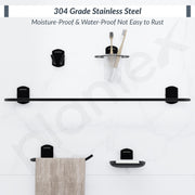 Plantex Parv 304 Grade Stainless Steel Towel Rod for Bathroom/Soap Holder/Napkin Ring/Tumbler Holder/Robe Hook/Bathroom Accessories - Black