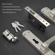 Plantex Mortise Door Lock for Home/6-Lever Lock Mechanism with 3 Years of Warranty/Door Handle Lock with 3 Keys, Brass Lockbody & Cylinder - (8132-Matt)