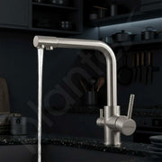 Plantex Kitchen Sink Faucet/Kitchen Tap Handle Brass and Body is 304 Grade Stainless Steel/Double Handle Kitchen Mixer Tap Hot and Cold/360Â° Swivel Spout Sink Taps - (7908, Matt)
