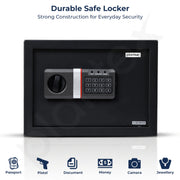 Plantex 22 Litre Hotel Safe Tijori Box/Safe Locker for Home/Digital Locker/Electronic Safety Locker with Master & User Dual Code Access with Emergency Key/2 Years Warranty By Plantex (Black)