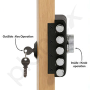 Plantex Stainless Steel Door Cylinder Lock/Main Door Deadbolt Lock Five Bullets/Door Lock Set with 4 Pin Cylindrical Keys - Pack of 1 (Penta, Black)