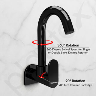 Plantex Pure Brass Kitchen Sink Tap with 360° Swivel Spout/Kitchen Tap with Water Saving Aerator - 7 Year-Warranty (ORN-210, Black)