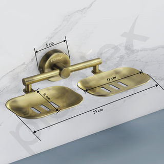 Plantex Galaxy 304 Grade Stainless Steel Rectangular Double Soap Holder for Bathroom/Soap Stand/Soap Holder/Soap Storage/Bathroom Accessories – (Brass Antique)