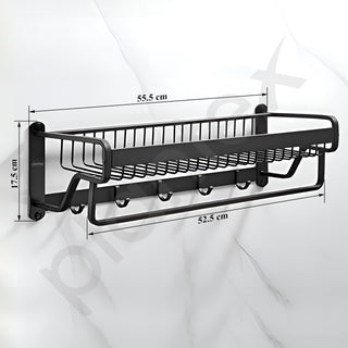 Plantex Aluminium Towel Holder in Bathroom/Towel Hanger/Hanger for Cloth/Bathroom Accessories (22 inch -Black)