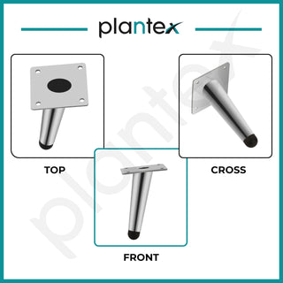 Plantex 4 Inch Sofa Legs for Bed Furniture/Sofa Legs for Table/Sofa Support Legs with Rubber Grip (Chrome Finish, 8 Pcs)