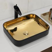 Plantex Designer Wash Basin for Bathroom/Table Top Hand Wash Sink/Counter Top Basin for Home/Ofice (19.5x15.5x5.5 Inch - Black & Golden)